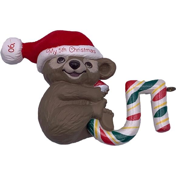 1990 Hallmark Keepsake Child's Fifth Christmas Collectible Bear Ornament in Box - Picture 2 of 7